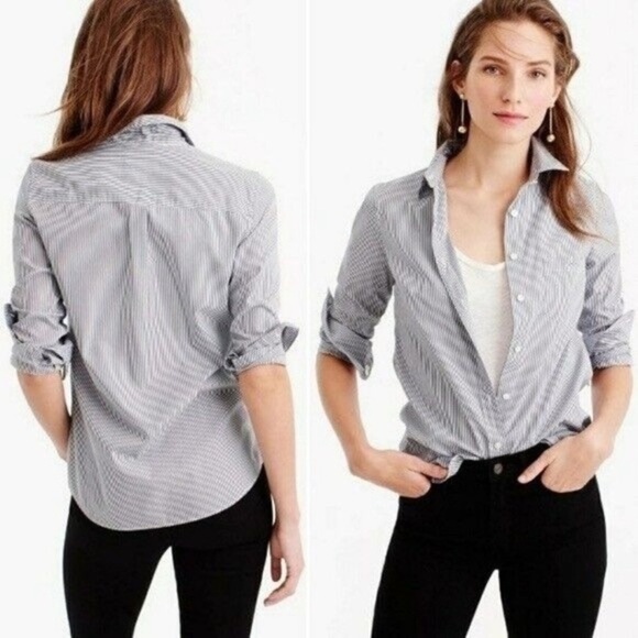 J Crew Women’s Boy Fit Vertical Stripe Classic Button Down Shirt EUC - Picture 1 of 9